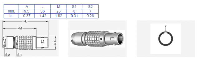 Miniature Circular Connectors Lemo Compatible 9 Pin FGG 0B Size , Circular Cable Connectors