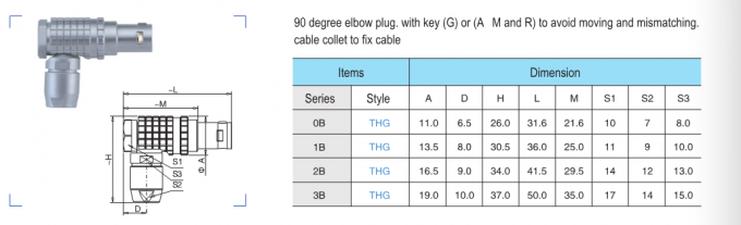 Lemo Right Angle FHG 6 Pin Connector 0B 1B 2B 6pin Elbow Male Plug