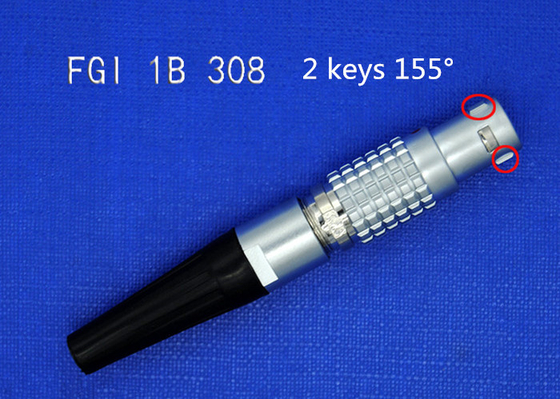 FGI 1B 308 8 Pin Circular Cable Connectors For Leica Data Cable , 2 Keys 155 Degree Cable Connectors